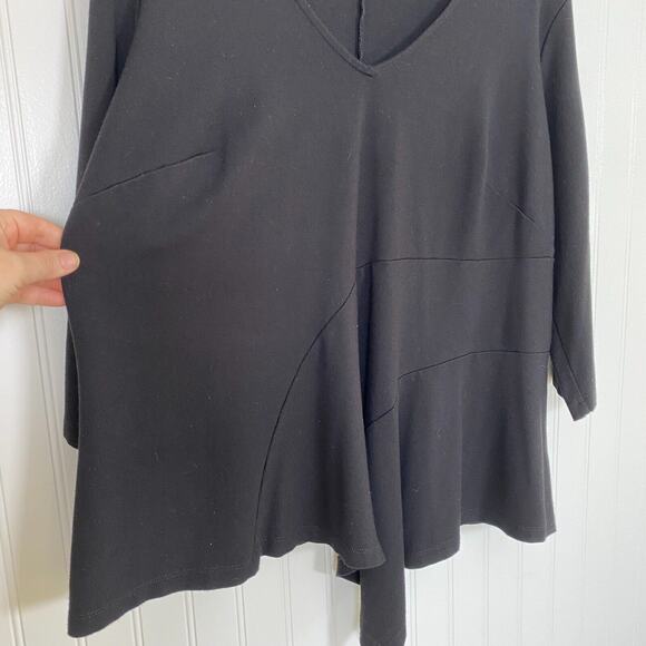 Eloquii Womens Top Size 20 Asymmetrical Hem Vneck Popover Ruffle Office Neutral - Picture 7 of 14